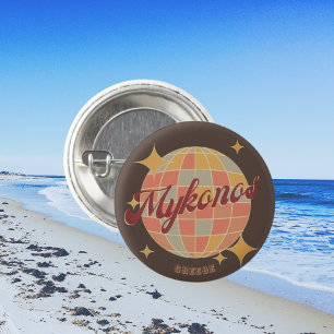 Mykonos Greece retro gift idea souvenir 3 Cm Round Badge