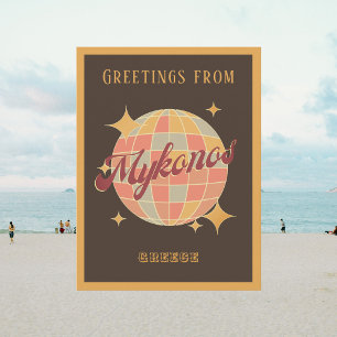 Mykonos Greece Retro Vintage Party Postcard