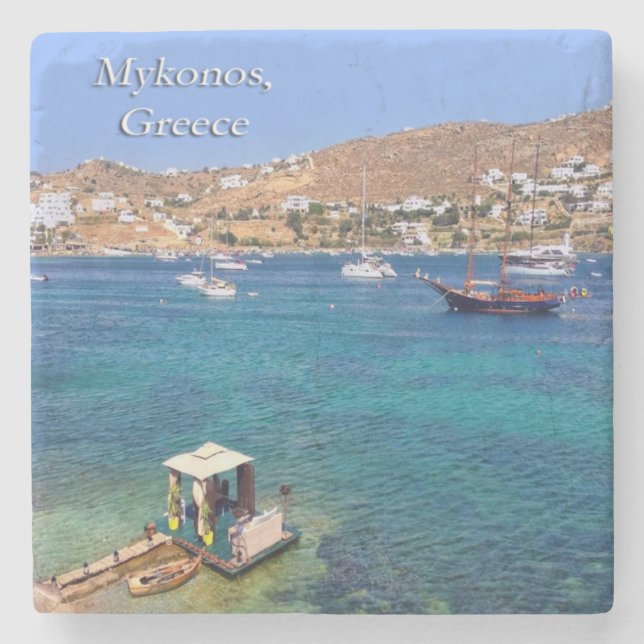Mykonos, Greece Stone Coaster (Front)
