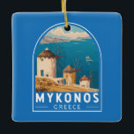 Mykonos Greece Travel Art Emblem Ceramic Ornament<br><div class="desc">Mykonos retro vector travel design. From the scenic windmills to the charming lanes of Little Venice,  Mykonos offers a perfect mix of relaxation,  beauty,  and energy.</div>