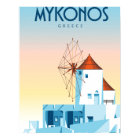 Mykonos Greece travel poster