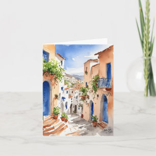 Mykonos Greece Watercolor Card