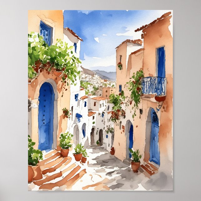 Mykonos Greece Watercolor Poster (Front)