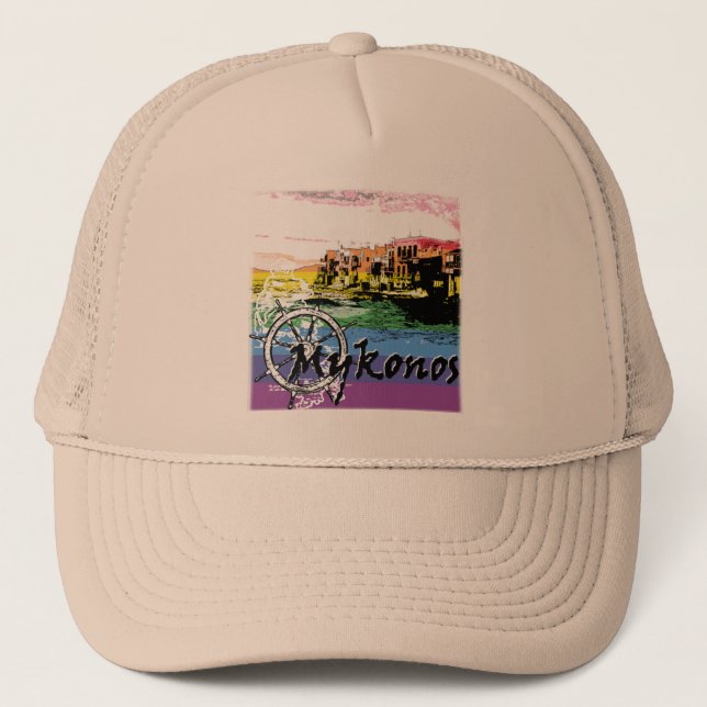 MYKONOS ISLAND TRUCKER HAT (Front)