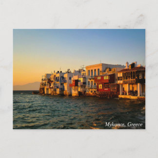 Mykonos Little Venice Quater Sunset, Greece Postcard