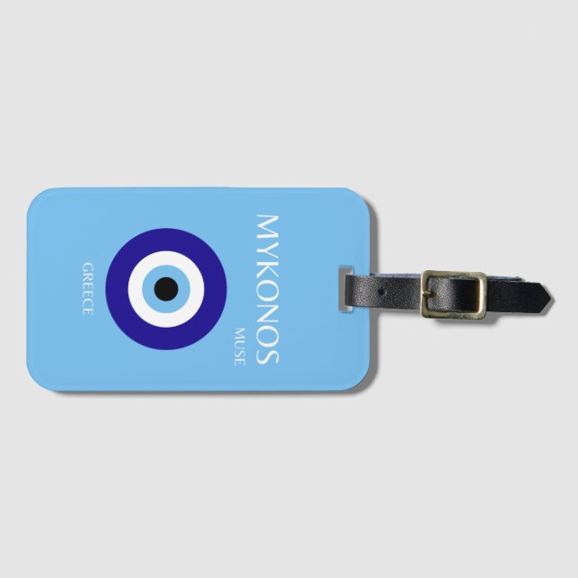 Mykonos Muse, Blue Luggage Tag (Front Horizontal)