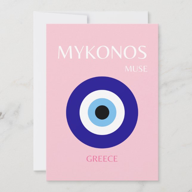 Mykonos Muse, Mykonos, Pink Thank You Card (Front)