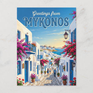 Mykonos Old Town Greece Postcard