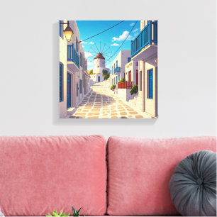 Mykonos Path Greece Cyclades Travel Canvas Print