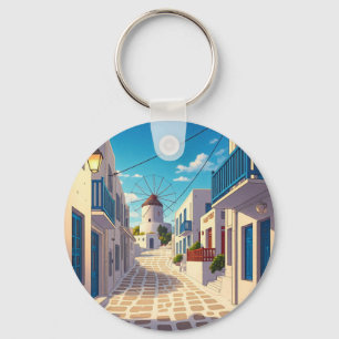 Mykonos Path Greece Cyclades Travel Key Ring