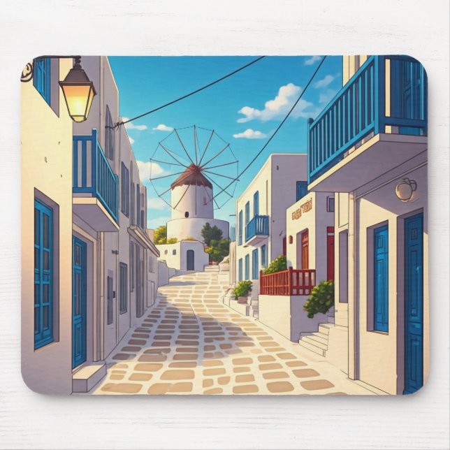 Mykonos Path Greece Cyclades Travel Mouse Pad (Front)