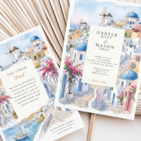 Mykonos Santorini Greece Watercolor Wedding