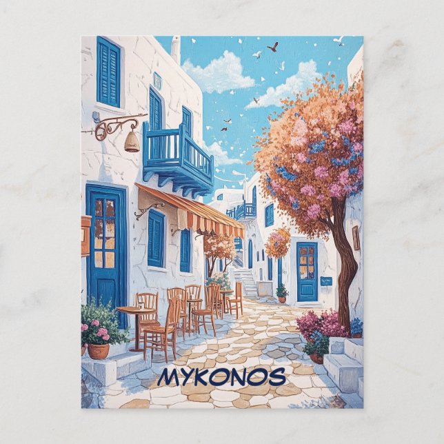 Mykonos Streets Travel Postcard (Front)