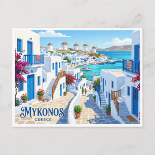 Mykonos Town Greece Postcard