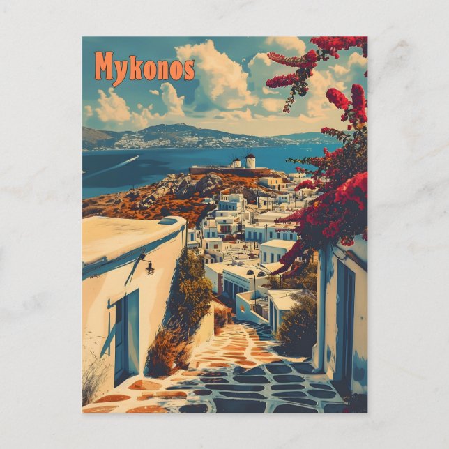 Mykonos Vintage Postcard (Front)