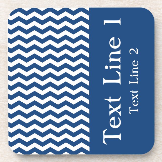 Mykynos Blue Wave Chevron customisable Coaster (Front)