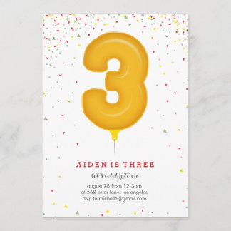 Mylar Balloon Merriment Birthday Invitation