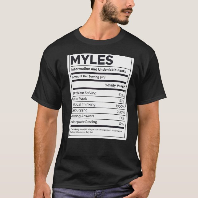 Myles Nutrition Information Problem Solving Hard W T-Shirt (Front)