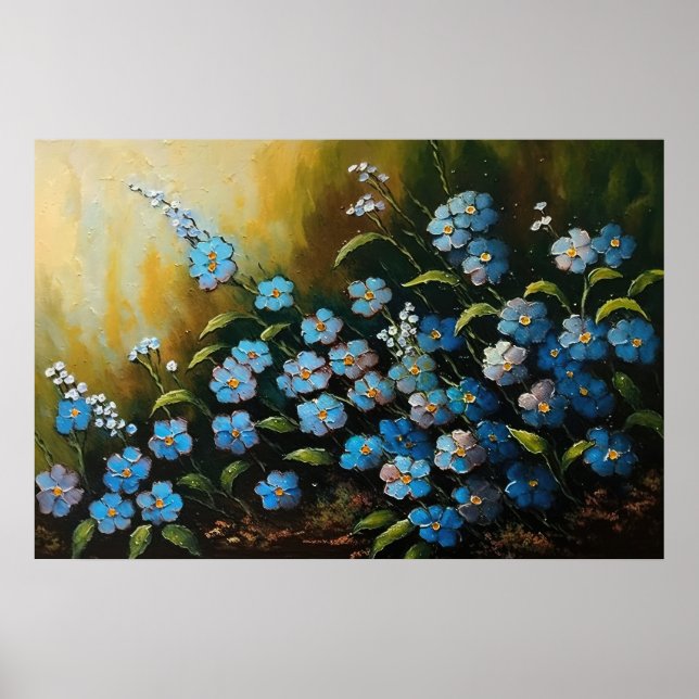 Myosotis Flowers Oil Painting Poster (Front)