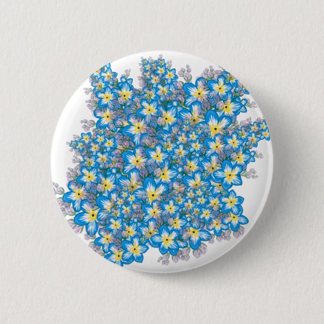 MYOSOTIS forget-me-nots art 6 Cm Round Badge (Front)