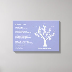 MyPoetTree, Family Tree with Poem for Mum Canvas Print