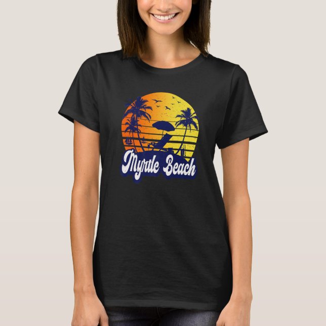 Myrtle Beach Carolina Sunset Beach Retro Premium T-Shirt (Front)