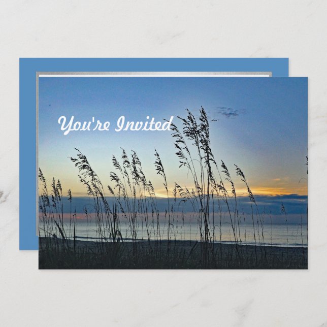 Myrtle Beach Grass Sunrise Photo Birthday Invitation (Front/Back)