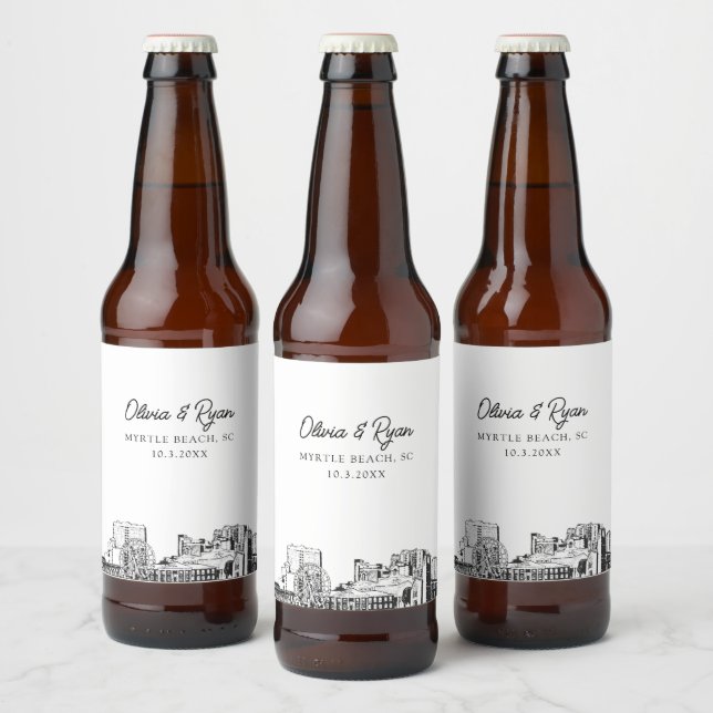 Myrtle Beach Landmarks Personalised Beer Label (Bottles)