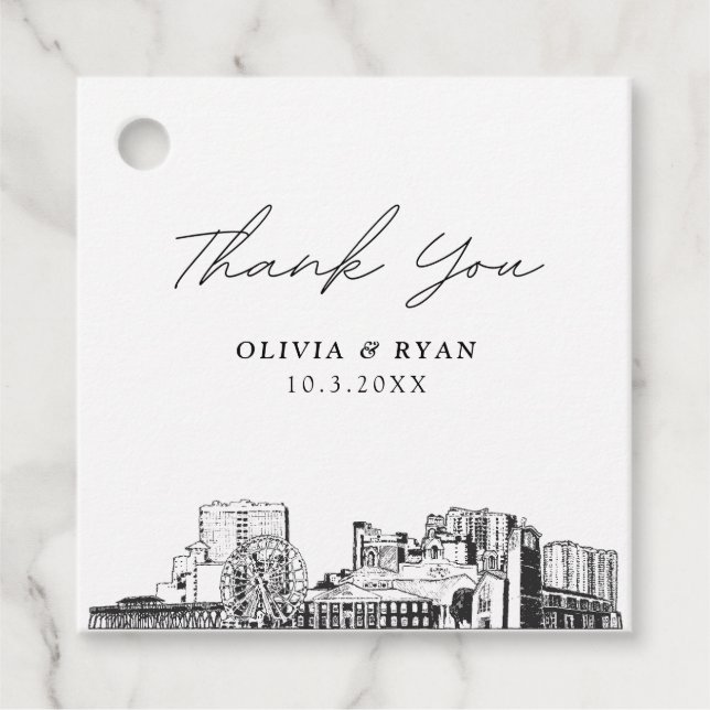 Myrtle Beach Landmarks Wedding Favour Tag (Front)