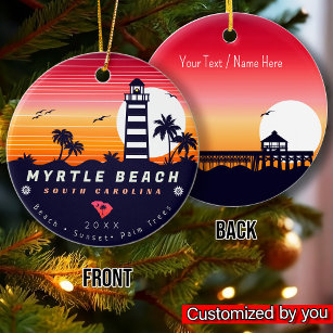 Myrtle Beach lighthouse SC Retro Sunset Souvenirs Ceramic Tree Decoration