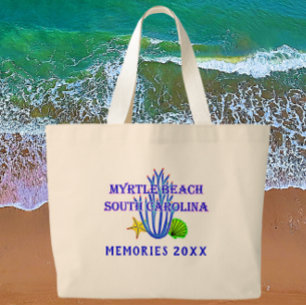 Myrtle Beach, SC, Memories with Year Large Tote Bag
