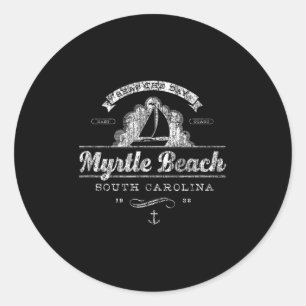 Myrtle Beach Sc Sailboat Vintage Nautical Tee  Classic Round Sticker