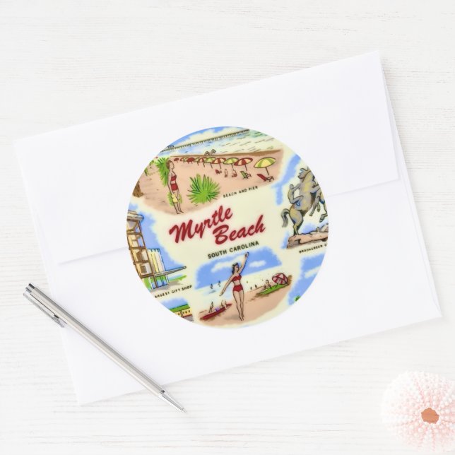 Myrtle Beach Sites  Classic Round Sticker (Envelope)