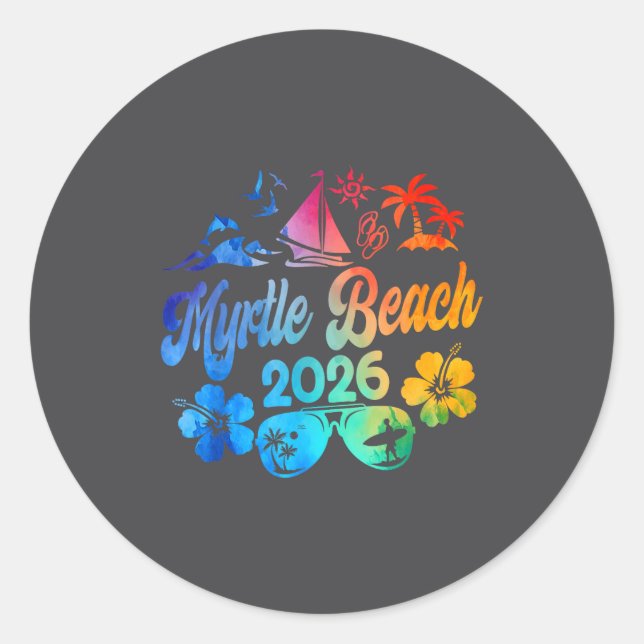 Myrtle Beach South Carolina 2026 Vacation Beach Ti Classic Round Sticker (Front)