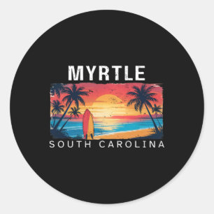 Myrtle Beach South Carolina Men Women Surfing _1 Classic Round Sticker