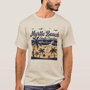 Myrtle Beach South Carolina Retro Sunset Beach T-Shirt