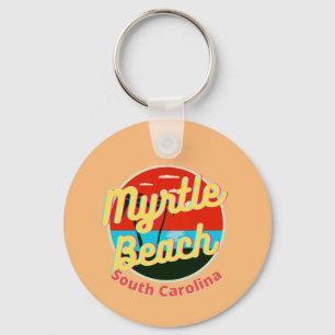 Myrtle Beach South Carolina Retro Sunset Key Ring
