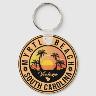 Myrtle Beach South Carolina Retro Sunset Souvenir Key Ring