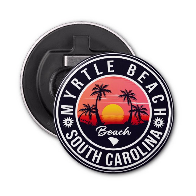 Myrtle Beach South Carolina Retro Sunset Souvenirs Bottle Opener (Front)