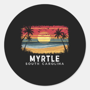 Myrtle Beach South Carolina Surfboard Beach Classic Round Sticker