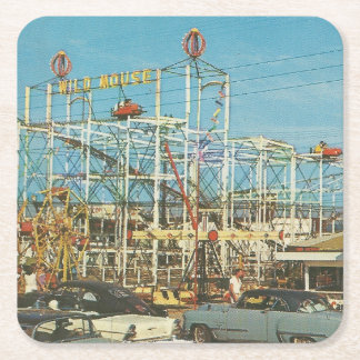 Myrtle Beach, South Carolina Vintage Amusement Square Paper Coaster