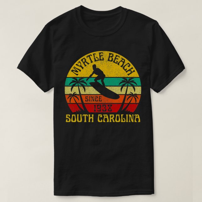 Myrtle Beach South olina Surfing Summer Vacation V T-Shirt (Design Front)