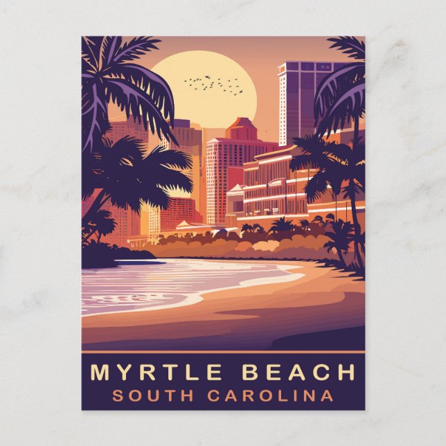 Myrtle Beach, Sunset, South Carolina, Travel Postcard (Front)