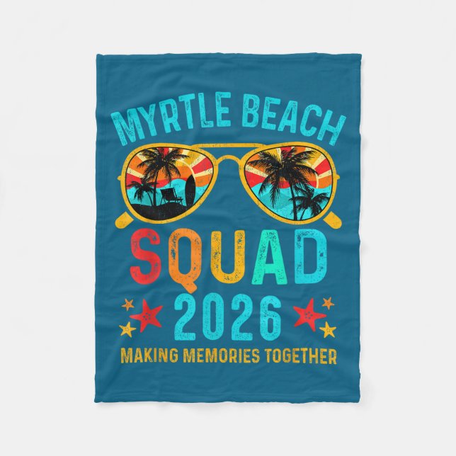 Myrtle Beach Vacation Squad Family Fleece Blanket (Front)