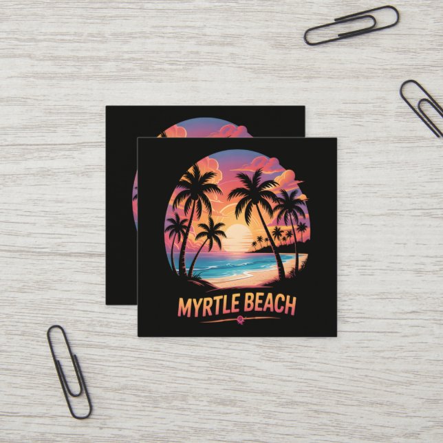 Myrtle Beach Vacation Surfer  Square Business Card (Front/Back In Situ)