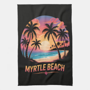 Myrtle Beach Vacation Surfer  Tea Towel