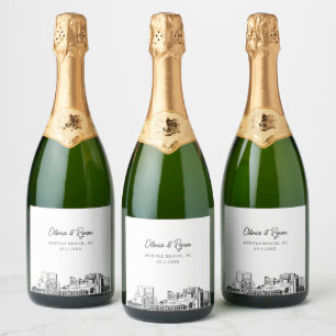 Myrtle Beach Wedding Personalised Champagne Label