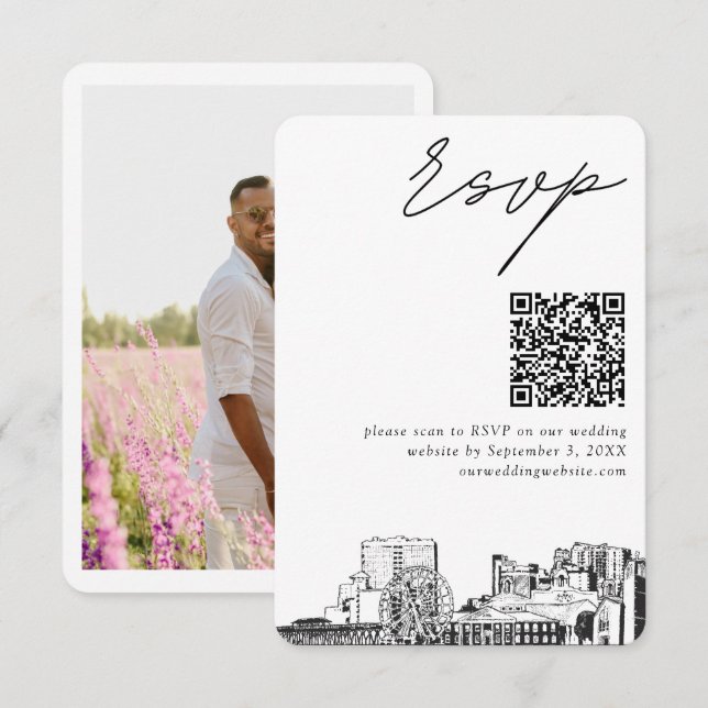 Myrtle Beach Wedding RSVP QR Code Small Enclosure Card (Front/Back)