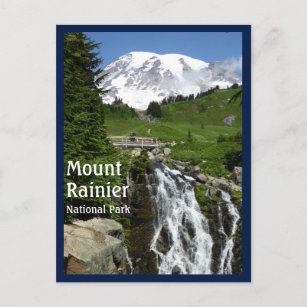 Myrtle Falls (Mount Rainier N.P.) with text Postcard