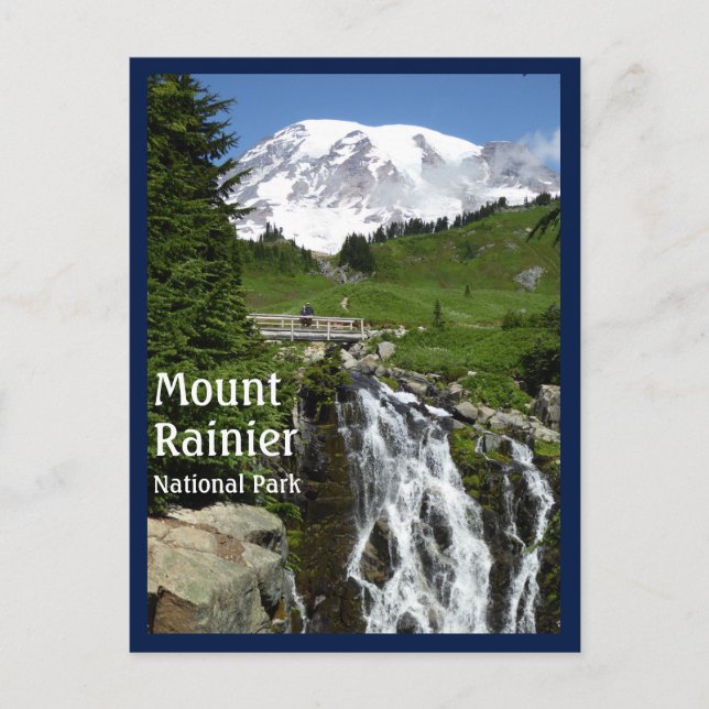 Myrtle Falls (Mount Rainier N.P.) with text Postcard (Front)